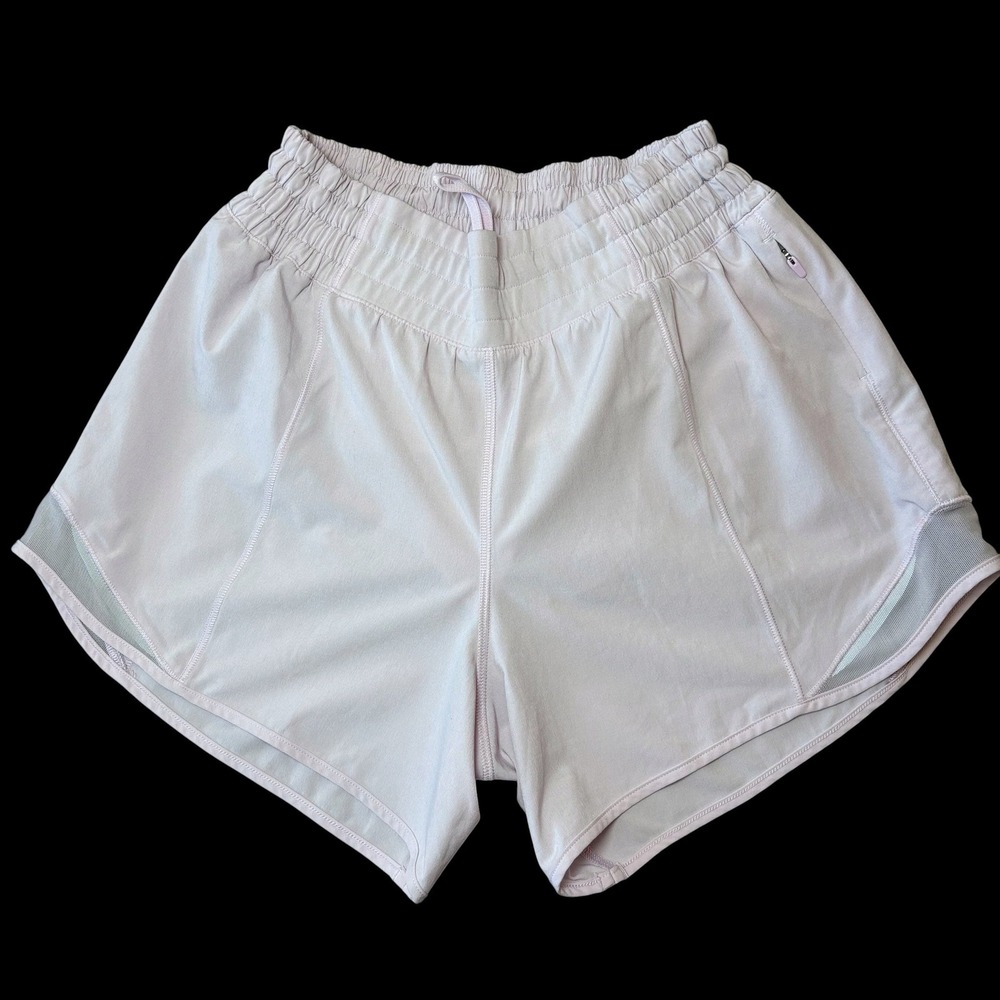 Lululemon Hotty Hot Shorts Women 4 Pink Lined Square Dot Athletic Running *flaw*